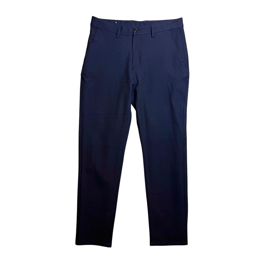 Zara Womens Navy Blue Trouser Chino Pant Sz 31 Straight Leg Mid Rise Flat Front